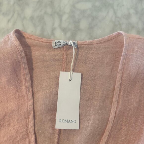 Italian Linen Two-Piece Set – Light Pink Tunic & Wide-Leg Pants – Made in Italy - Picture 11 of 12